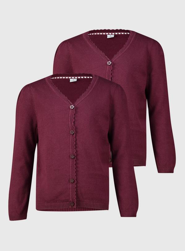 Dark Red Scalloped Cardigan 2 Pack 9 years